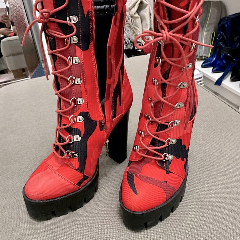 Red camo boots